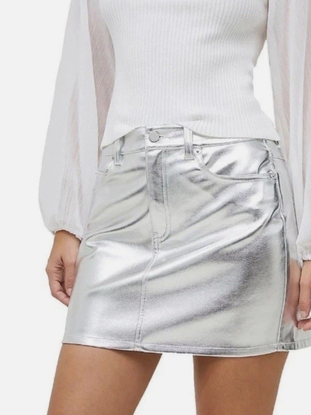 French💎 Connection Silver Metallic Mini Skirt